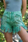 Pol Sequin Twill Shorts In Tropical Green In Green