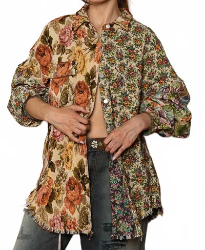 Pol Shirt Jacket In Floral In Purple