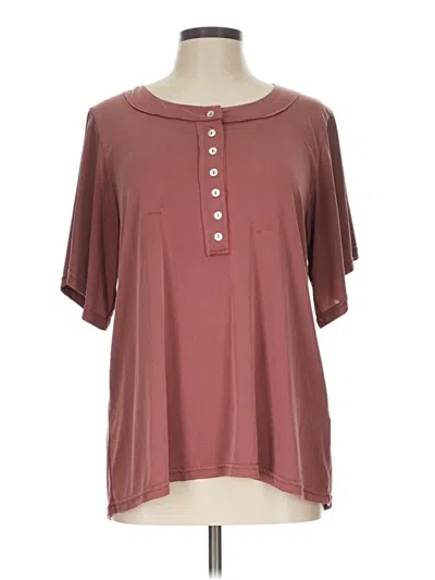 Pre-owned Pol Short Sleeve Blouse In Burgundy