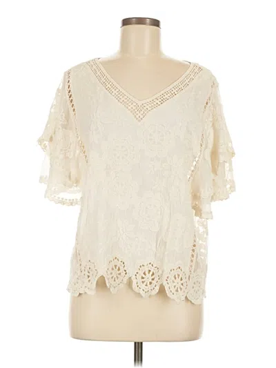 Pre-owned Pol Short Sleeve Blouse In Ivory
