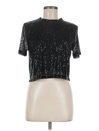 Pre-owned Pol Short Sleeve Top Black Mock Neckline Tops