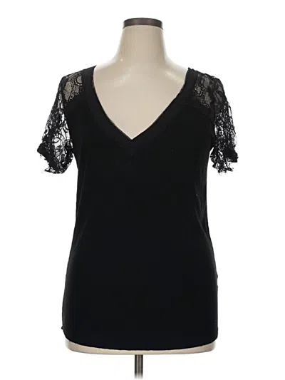 Pre-owned Pol Short Sleeve Top Black Sweetheart Neckline Tops