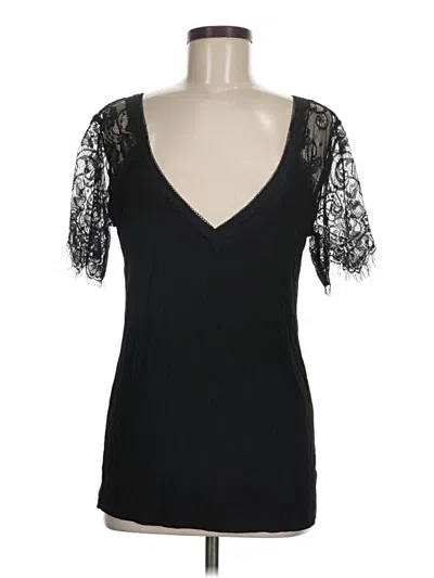Pre-owned Pol Short Sleeve Top Black Sweetheart Neckline Tops