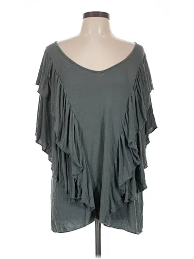 Pre-owned Pol Short Sleeve Top Gray Cold Shoulder Neckline Tops