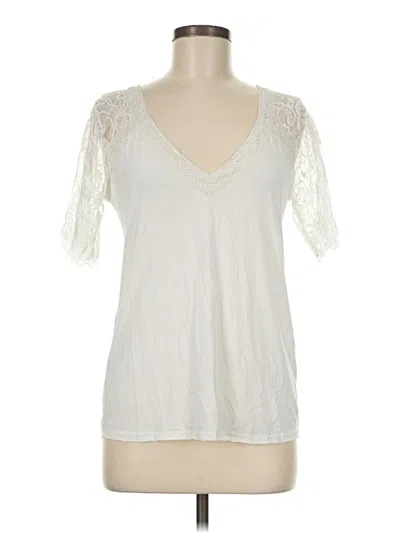 Pre-owned Pol Short Sleeve Top Ivory V-neck Tops