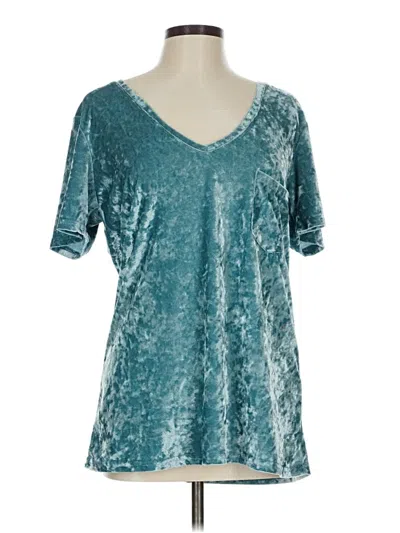 Pre-owned Pol Short Sleeve Top Teal V Neck Tops In Blue