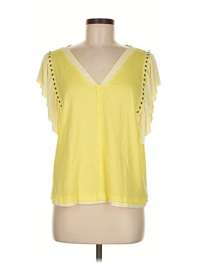 Pre-owned Pol Short Sleeve Top Yellow V Neck Tops