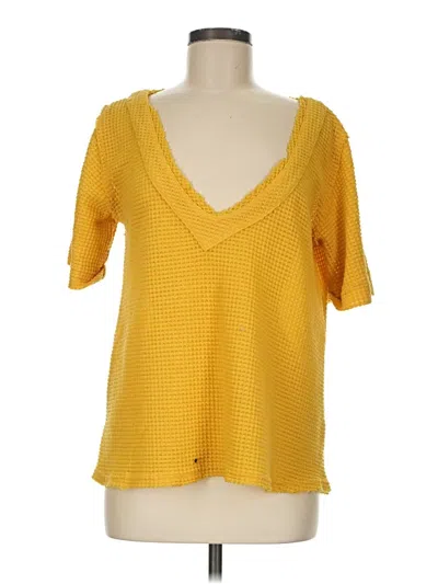 Pre-owned Pol Short Sleeve Top Yellow V-neck Tops