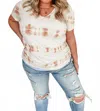 Pol Sierra Striped Tie Dye Tee - Plus In Rose Pink In White