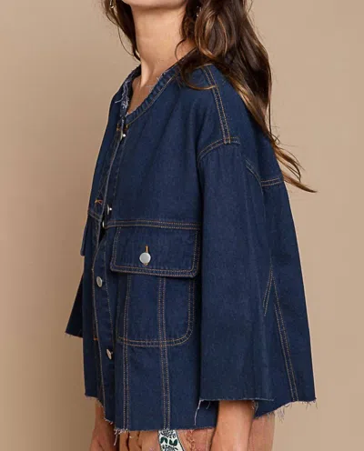 Pol Skeleton Embroidery Denim Jacket In Blue