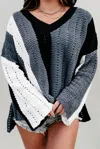 Pol Soft Striped V-neck In Black/charcoal In Gold