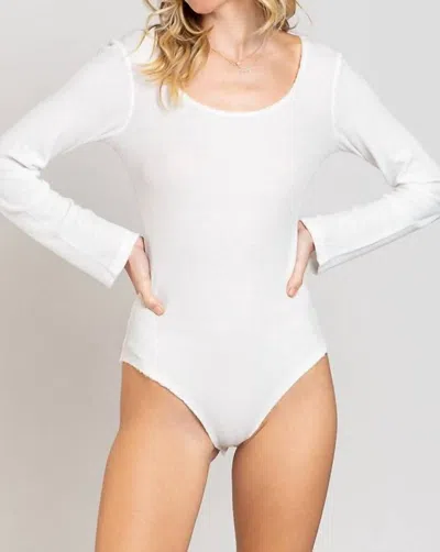 Pol Sophia Thermal Knit Bodysuit In White