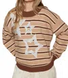 Pol Star Gazer Patch Stripe Sweater In Brown Stripe In Multi
