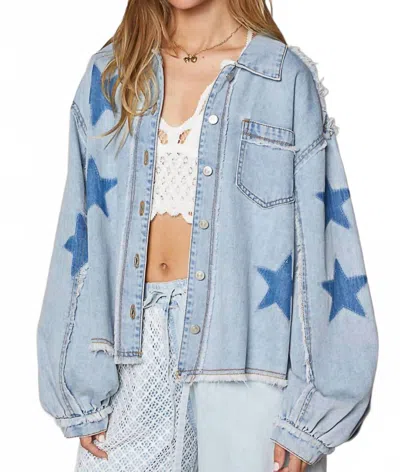 Pol Star Jean Shacket In Denim In Blue