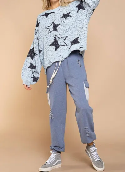 Pol Star Sweater With Balloon Sleeves In Blue