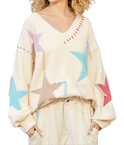 Pol Star Sweater With Fringe Detail In Beige