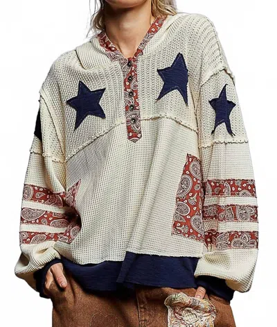 Pol Starry Eyed Sweater In Powder In Blue