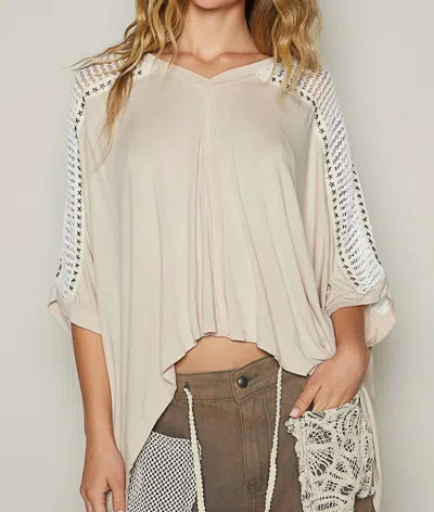 Pol Stary Blouse In Oatmeal In Yellow