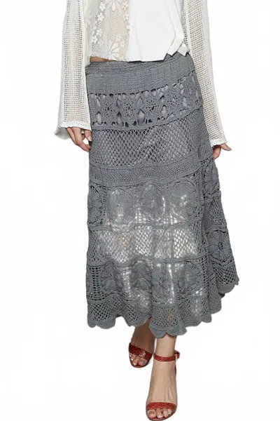 Pol Stitch Pattern Crochet Skirt In Grey In Gray