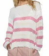 Pol Stripe Lightweight Sweater Top In Ivory & Pink In Multi