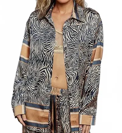 Pol Striped Woven Shirt In Zebra In Multi