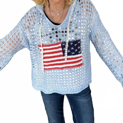 Pol Style And America Crochet Sweater In Sky Blue