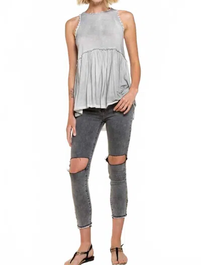 Pol Sweet & Simple Babydoll Top In Grey In Gray