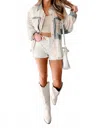 Pol Sweet Memories Button Down Top In Cream Grey In Neutral
