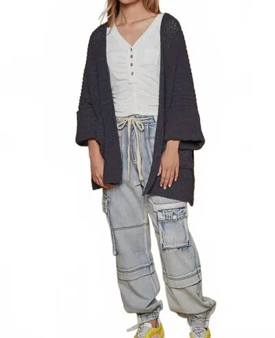 Pol Sylvie Oversized Cardigan In Charcoal In Black