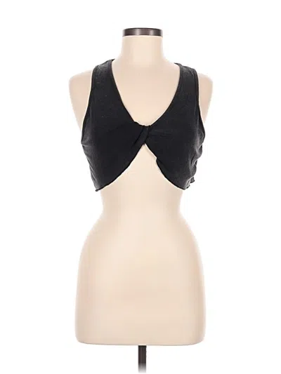 Pre-owned Pol Tank Top Black Plunge Neckline Tops