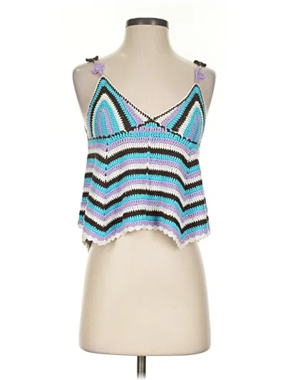 Pre-owned Pol Tank Top Blue Halter Neckline Tops