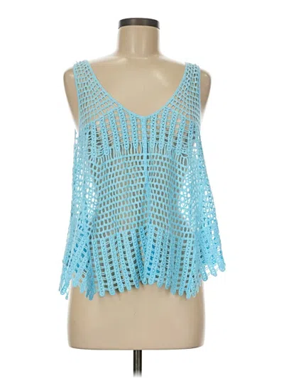 Pre-owned Pol Tank Top Blue Strapless Neckline Tops