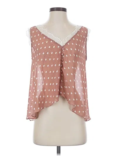 Pre-owned Pol Tank Top Brown Plunge Neckline Tops