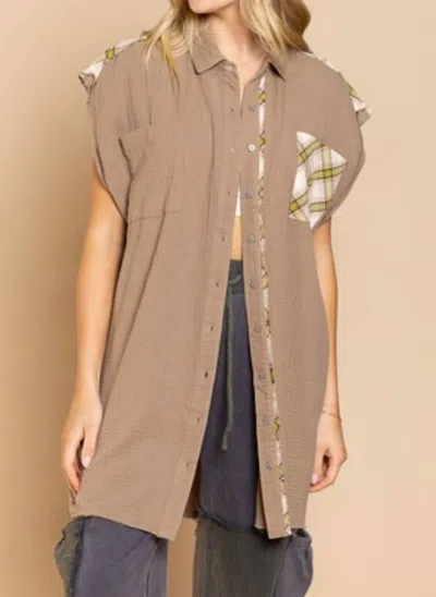 Pol Taupe Vest In Brown