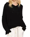 Pol Textured Knit Hoodie In Black In Black