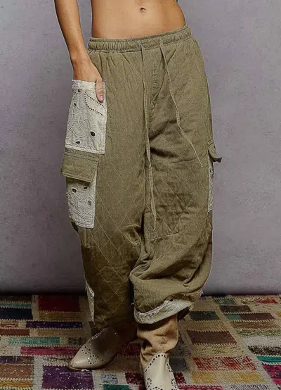 Pol Theo Quilted Pants In Olive In Green
