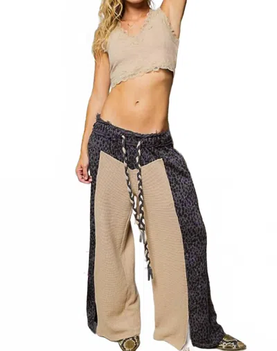 Pol Thermal With Animal Printed Pants In Taupe Charcoal In Multi
