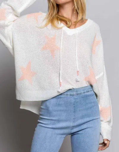 Pol Thin Star Sweater In White