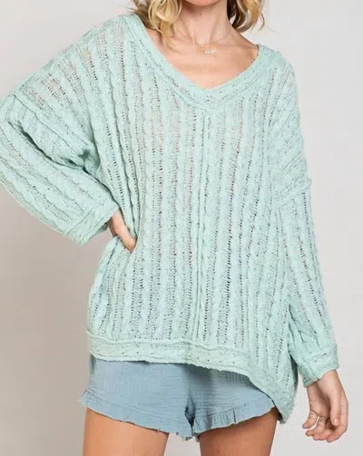 Pol Thin Sweater In Aqua In Green