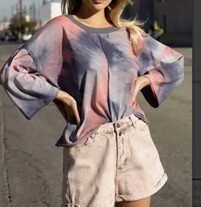 Pol Tie Dye Top In Indigo Pink Blend In Purple