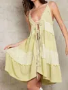 Pol Tie Front Slip Dress In Avocado Lime In Multi