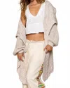 Pol Twist Weave Shawl Collar Balloon Sweater Cardigan In Beige