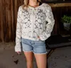 Pol V-neck Crochet Sweater In White In White