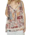 Pol V-neck Floral Lace Top In Multi In Gray