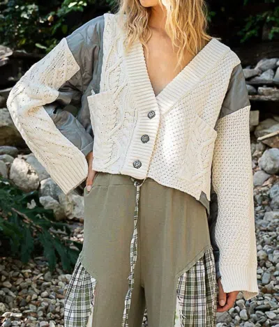Pol V-neck Long Sleeve Top In Olive