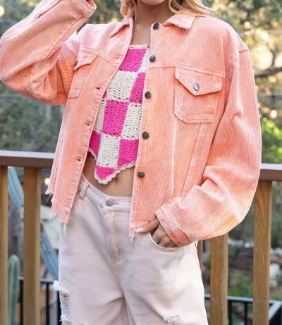 Pol Vintage Corduroy Jacket In Neon Orange