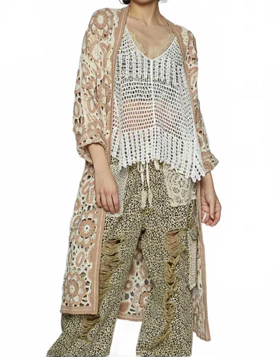 Pol Vintage Lace Trail Duster In Beige In Neutral
