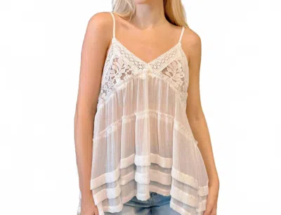 Pol V-neck Sleveless Lace Patch Top In Off White