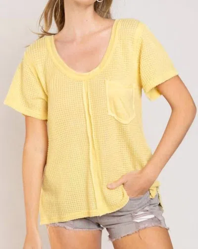 Pol Waffle Pocket Tee Top In Yellow