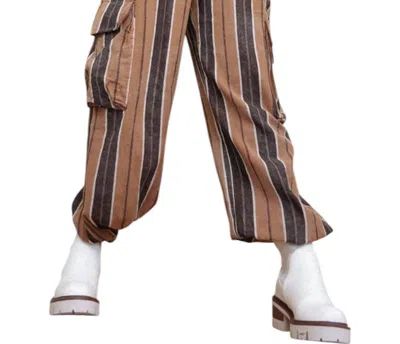 Pol Walk The Line Striped Jogger In Brown